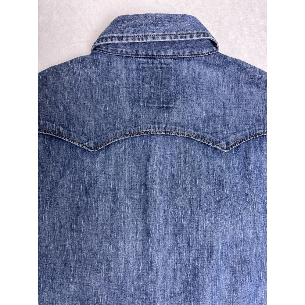 Levi’s Barstow Western Denim Shirt Pearl Snap Medium Wash Cowboy Mens Size L - Picture 9 of 9